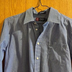 Boys Chaps dress shirt. Size 14. Tiny blue gingham